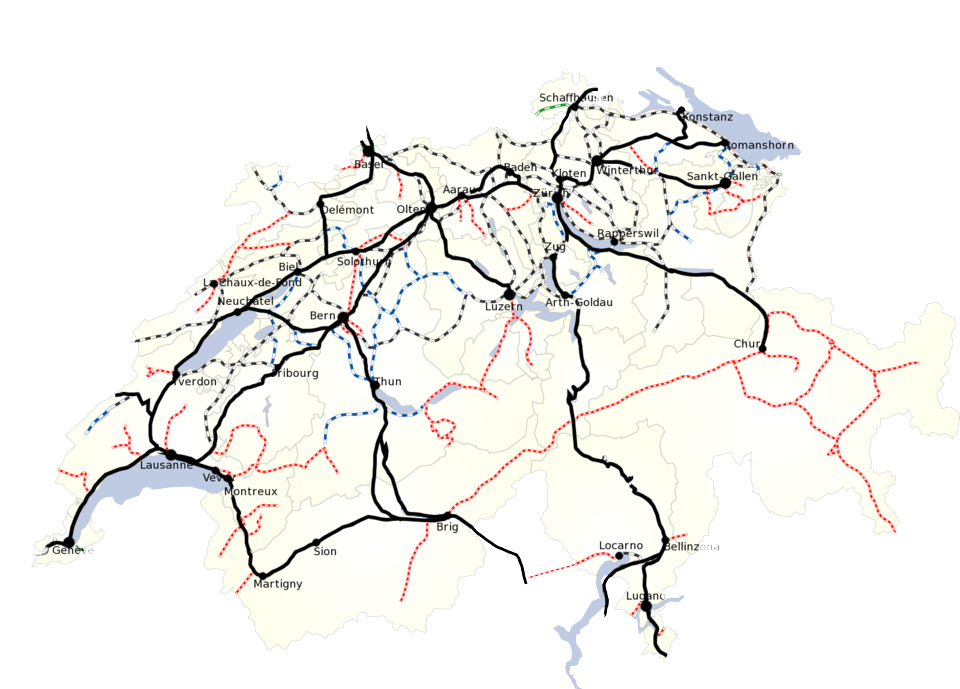 Carte des rails suisses